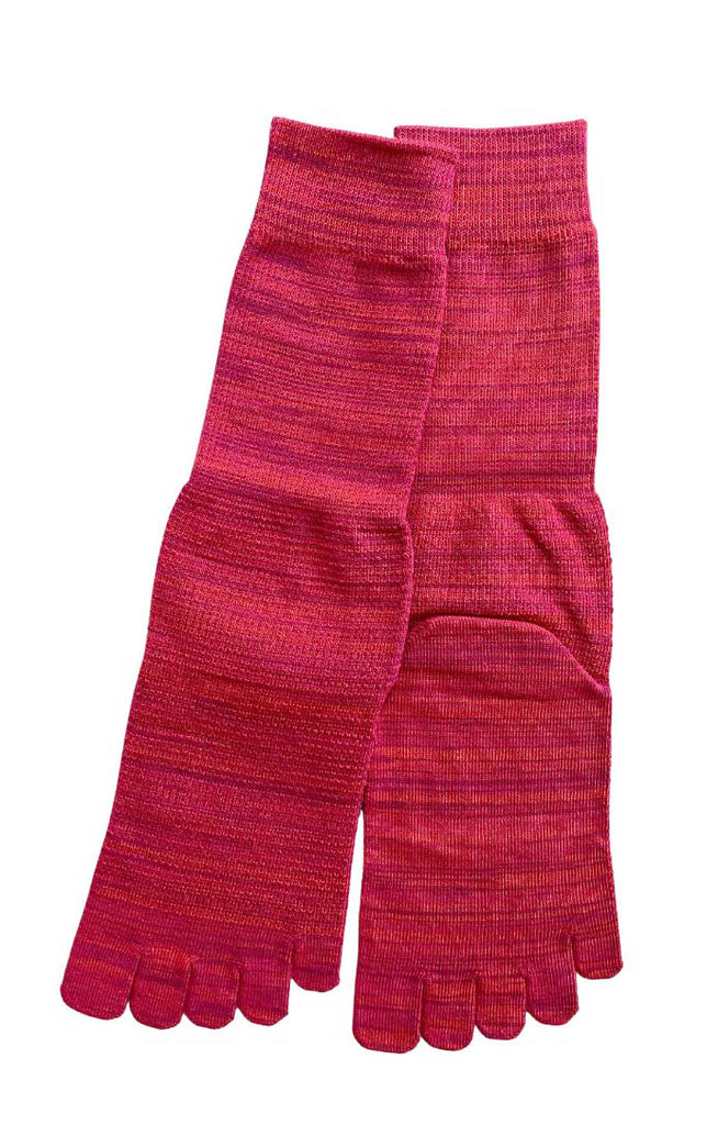 lightweight cotton toe socks in red