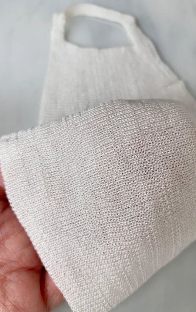 Close-up of the fabric of Tabbisocks Wellness' Washable Silk Liner Face Mask