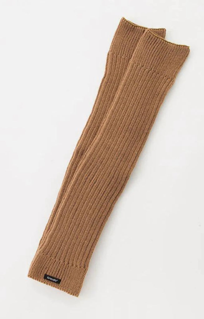 Knitido plus brand Wool Blend Ribbed Leg Warmer in Tan color
