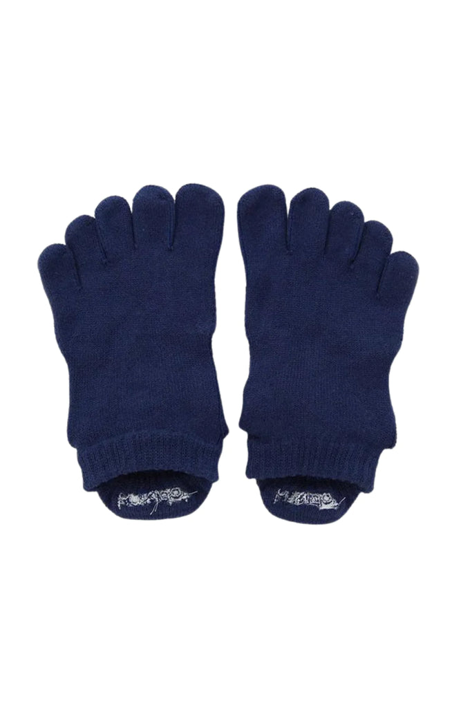 Knitido plus's Basic Solid Colors Footie Grip Toe Socks With Power Pads in Navy
