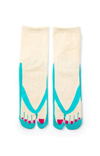 This is a picture of the NINJA SOCKS product name Color Pedicure Tabi Sandal Toe Socks Emerald