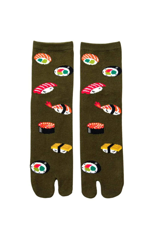 This is a photo of Socks Up's product name SUSHI TABI TOE SOCKS Olive color