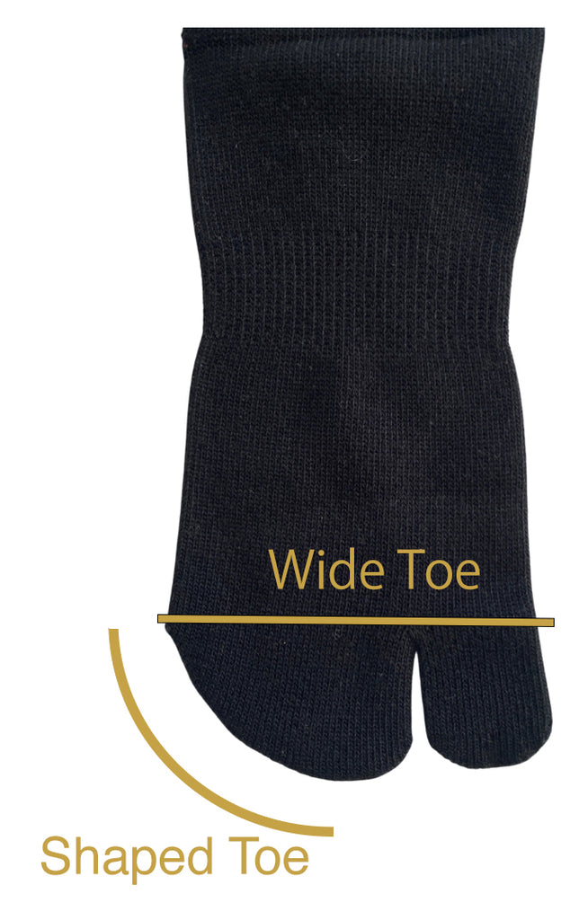 detail of Wide and Shaped Toe Tabi Socks in black
