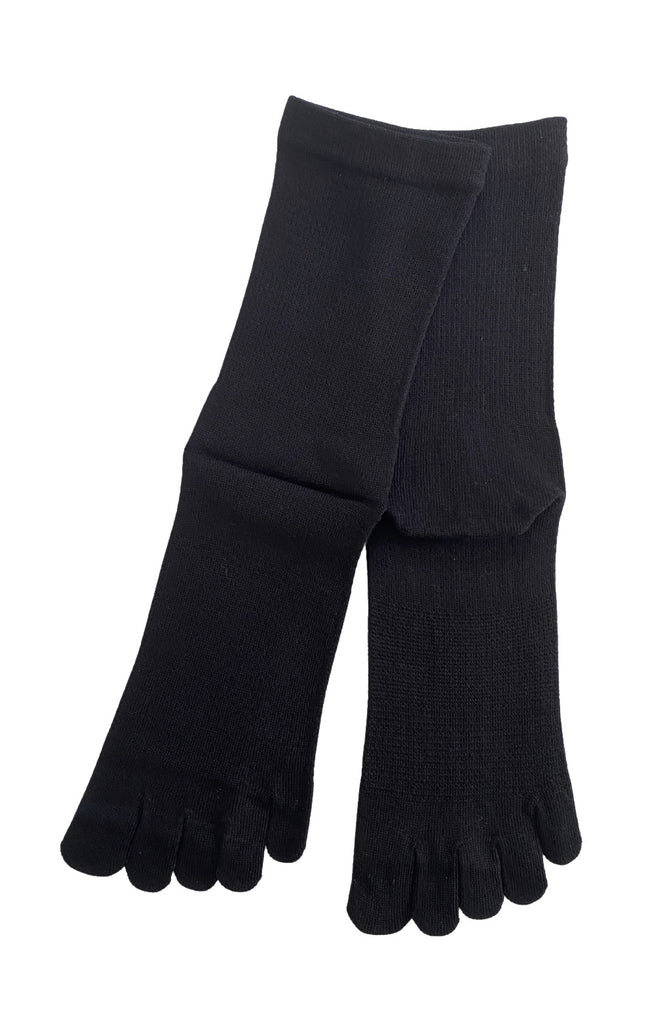 Black silk cotton toe socks with long lengh