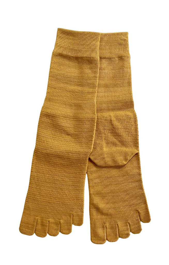 mustard yellow toe socks made in japan