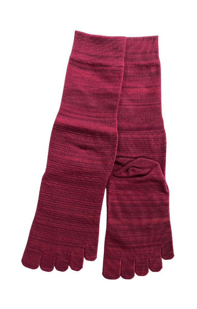 cotton toe socks in wine red color
