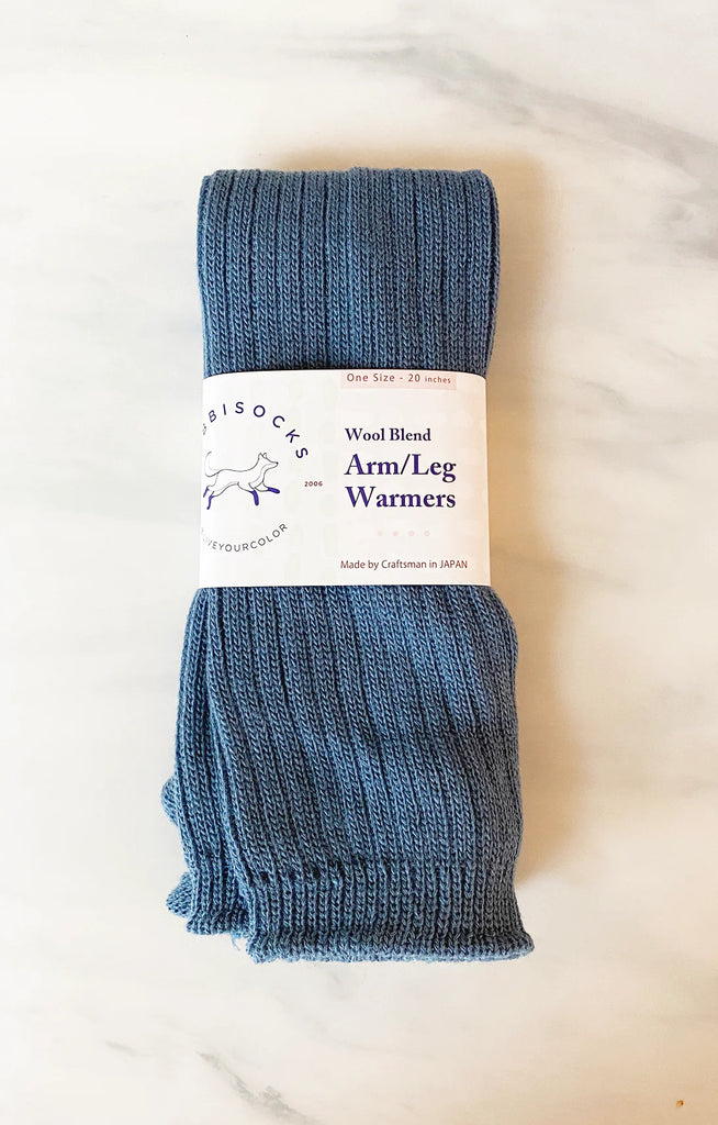 Tabbisocks Wool Blend Ribbed Leg Warmer in Steel Blue