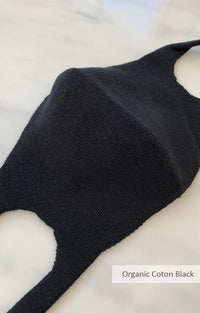 Close-up of Tabbisocks Wellness Japanese Seamless Comfort Face Mask Black Color