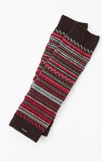 This is a picture of the brand name Knitido+ in the color BROWN/RED/GREY with the product name Wool Blend Fair Isle Leg Warmer