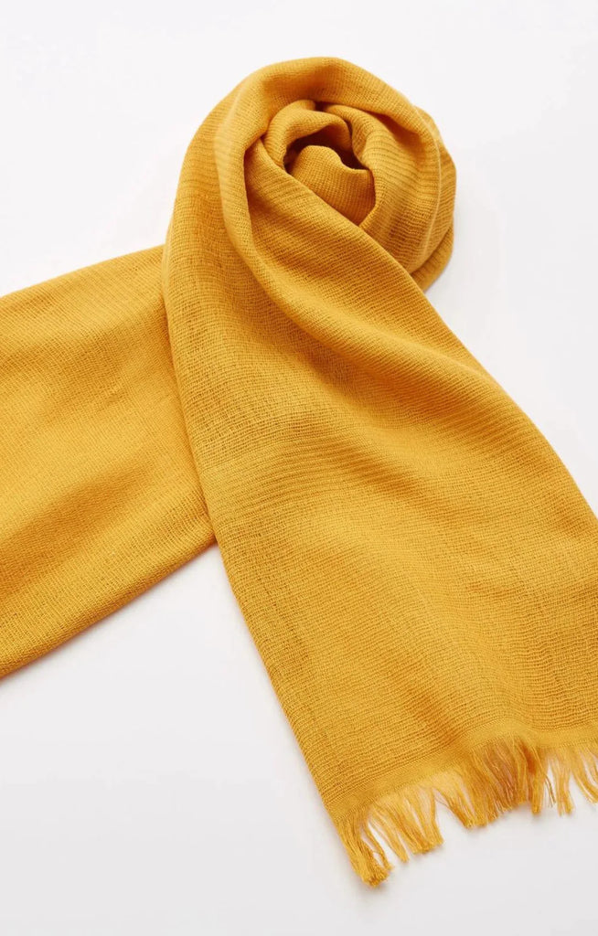 Tabbisocks Supima Organic Cotton Scarf in Mustard color, a mix of bright orange and yellow