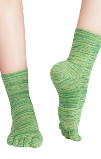 Five Toe's Colorful Heather Grip Toe Socks in Green Heather