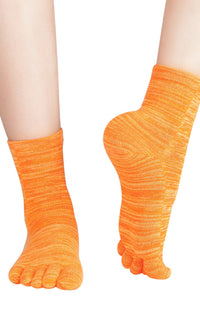 Five Toe's Colorful Heather Grip Toe Socks in Orange Heather