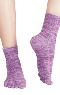 Five Toe's Colorful Heather Grip Toe Socks in Purple Heather