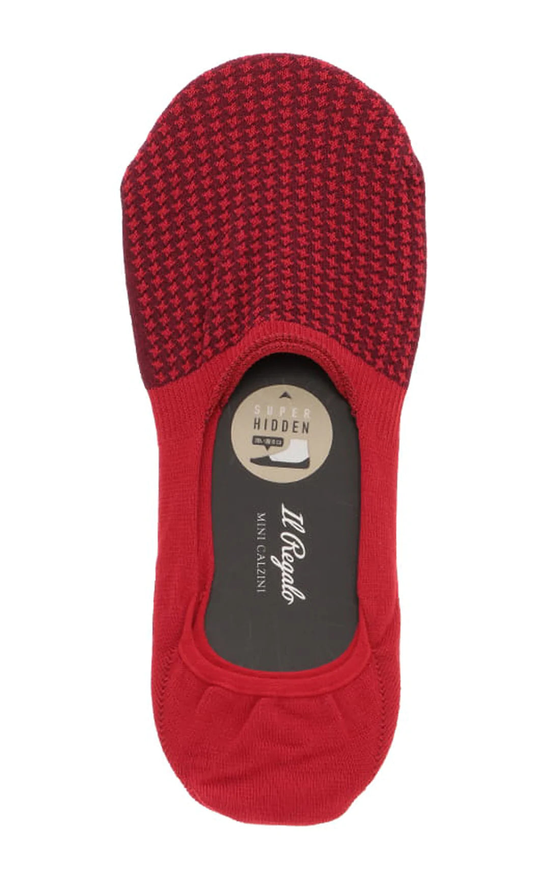 Il Regalo's Hound's Tooth Italian Cotton Liner Socks in Red