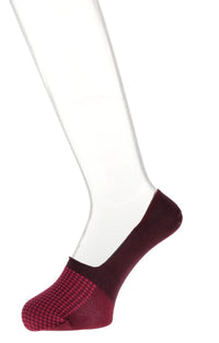 Il Regalo's Hound's Tooth Italian Cotton Liner Socks in Wine