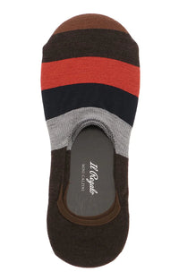 Il Regalo's Multi Stripes Super Extra Fine Wool Liner Socks in Brown