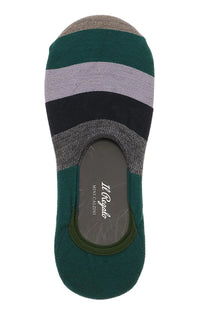 Il Regalo's Multi Stripes Super Extra Fine Wool Liner Socks in Green