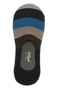 Il Regalo's Multi Stripes Super Extra Fine Wool Liner Socks in Navy