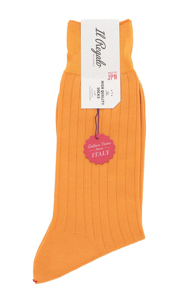 Ribbed Italian Cotton Mid-Calf Socks in Yellow by Il Regalo