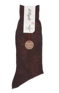 Il Regalo's Shadow Paisley Mid-Calf Socks in 89-Brown