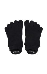 Knitido plus's Basic Solid Colors Footie Grip Toe Socks With Power Pads in Black