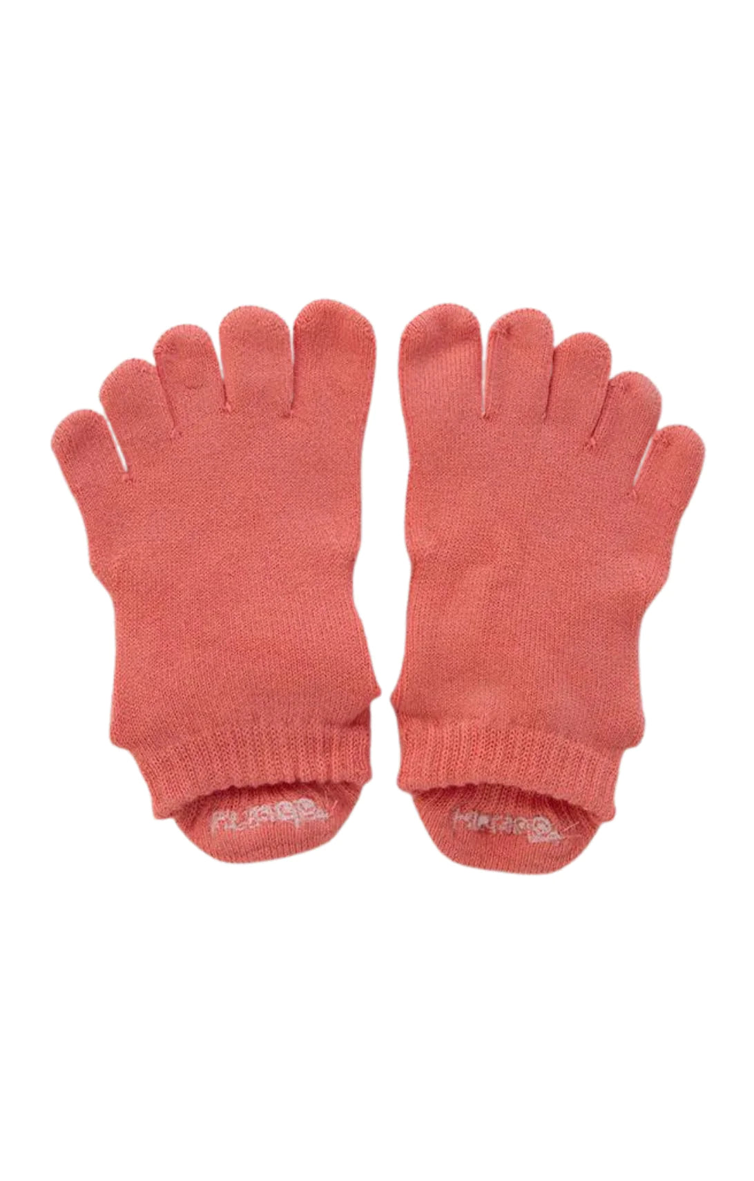 Knitido plus's Basic Solid Colors Footie Grip Toe Socks With Power Pads in Coral