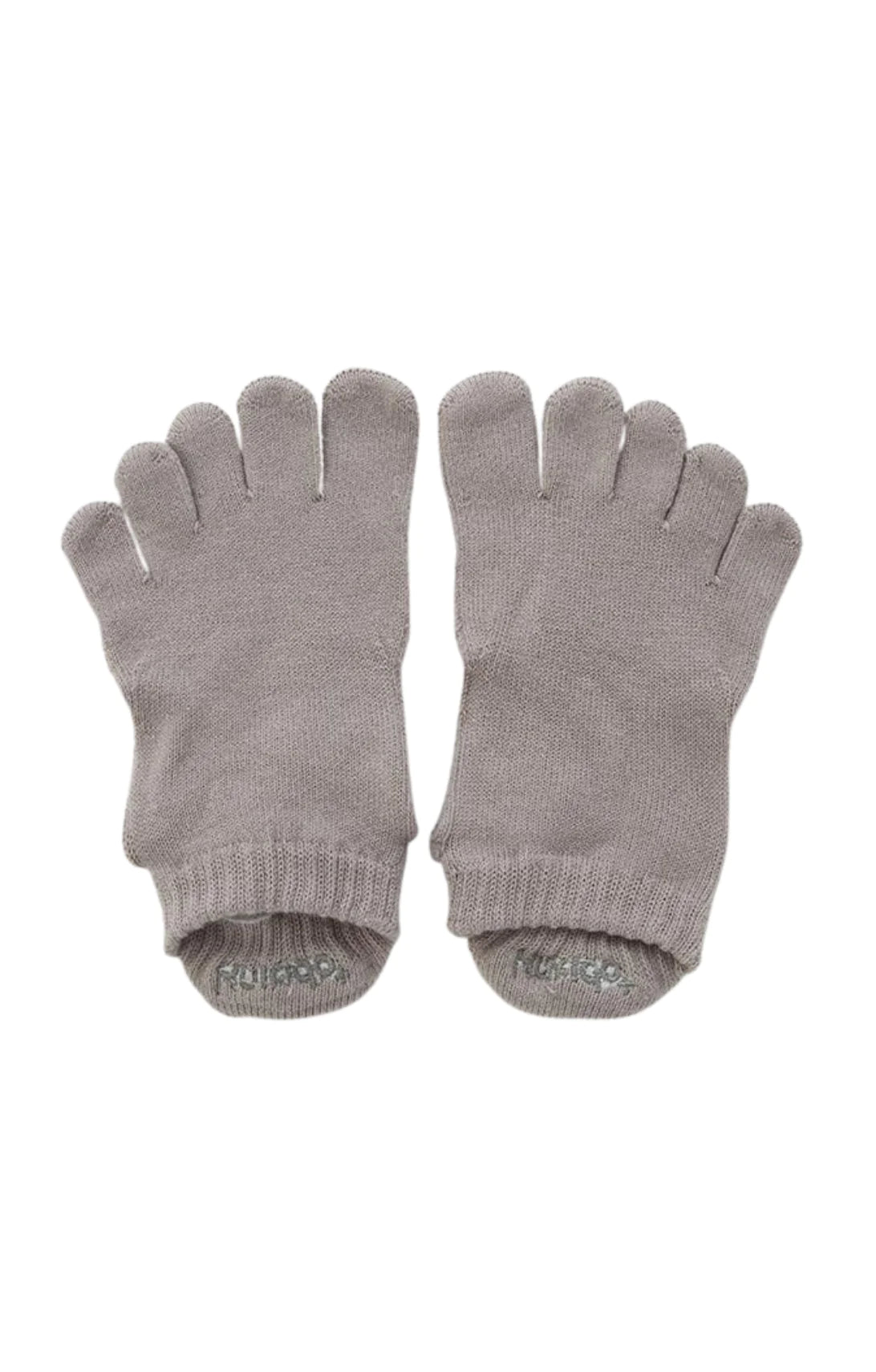 The front of Knitido plus's Basic Solid Colors Footie Grip Toe Socks With Power Pads in Grey
