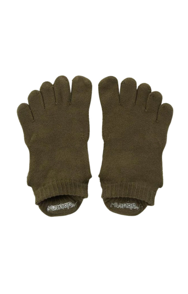 Knitido plus's Basic Solid Colors Footie Grip Toe Socks With Power Pads in Olive