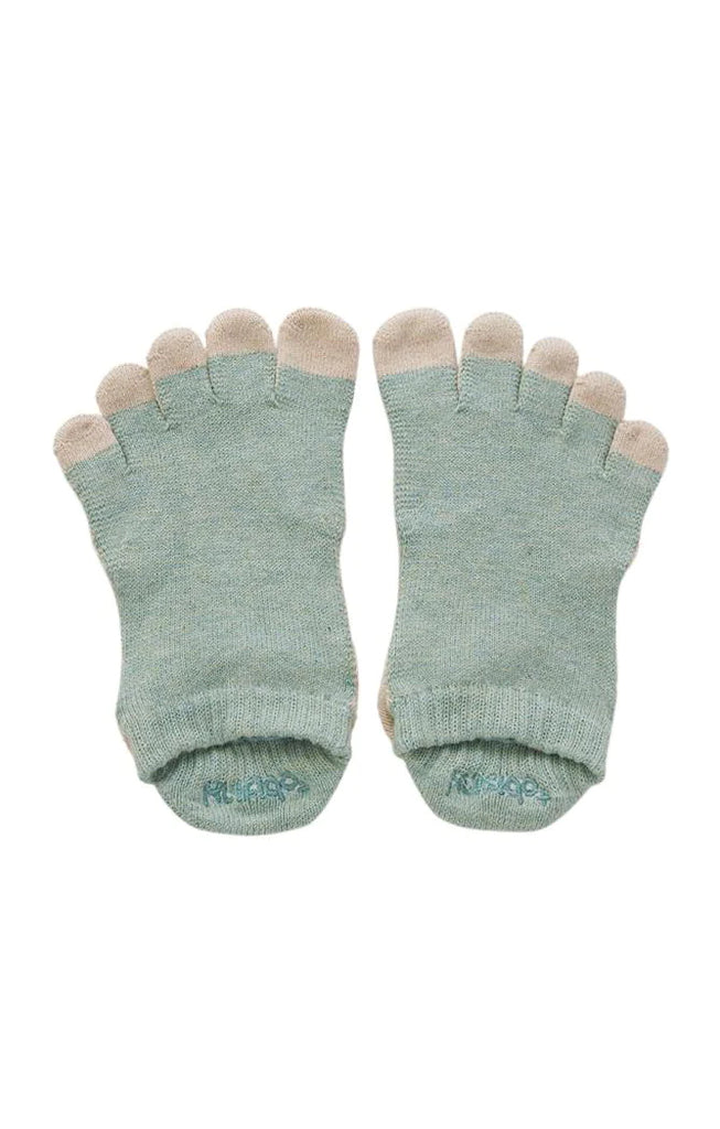 Mint color of Knitido plus' Botanical Dyed Pilates Grip Toe Socks With *Power Pads*