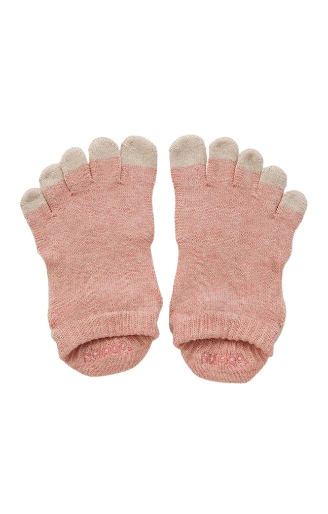 PINK color of Knitido plus's Botanical Dyed Pilates Grip Toe Socks With *Power Pads*