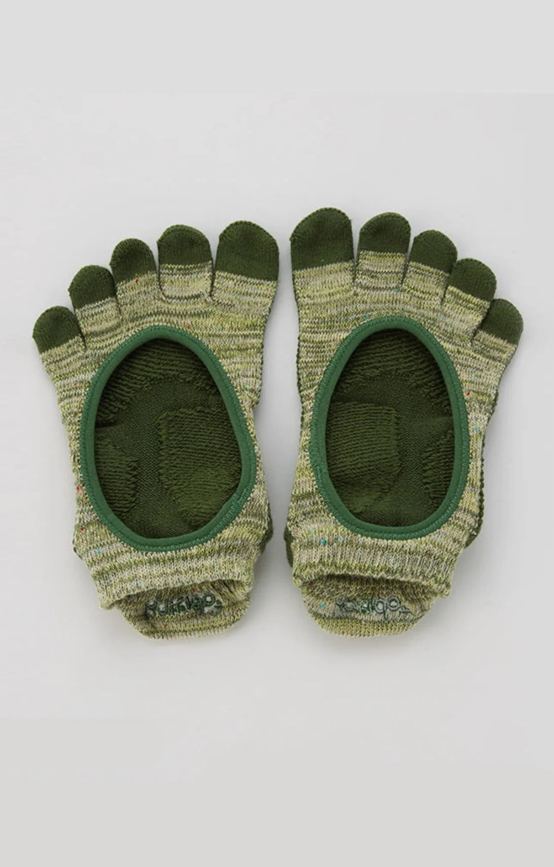 Olive color of the product Heather Toe Footie Grip Socks With *Power Pads* by Knitido plus