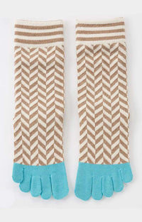 Socks by Knitido plus in Organic Cotton Herringbone Midcalf Toe Grip Socks With Power Pads in Turquoise color front