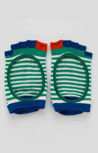 Knitted Plus’s Organic Cotton Stripes Open Toe Grip Liner Socks in green