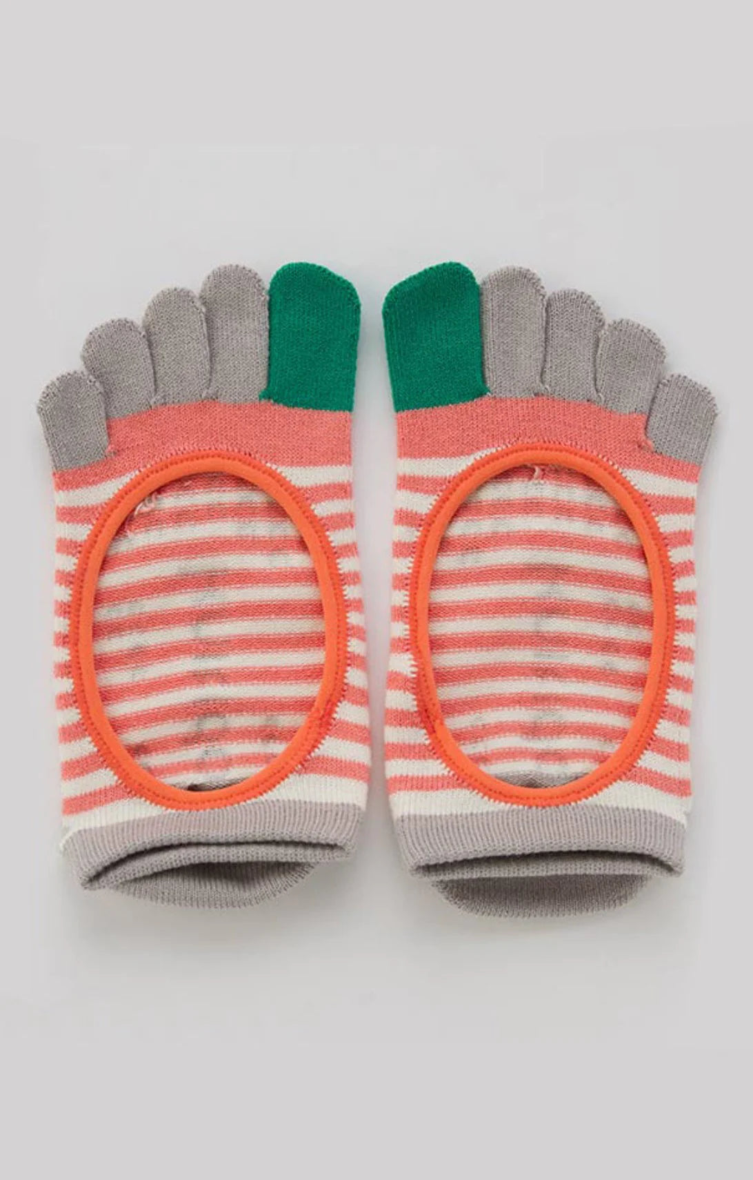 Organic Cotton Stripes Toe Liner Grip Socks