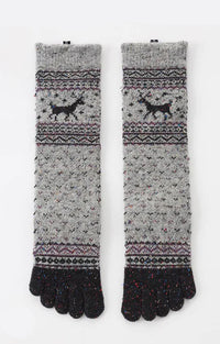 Knitido plus’s Reindeer Nordic Midcalf Wool Toe Socks in grey