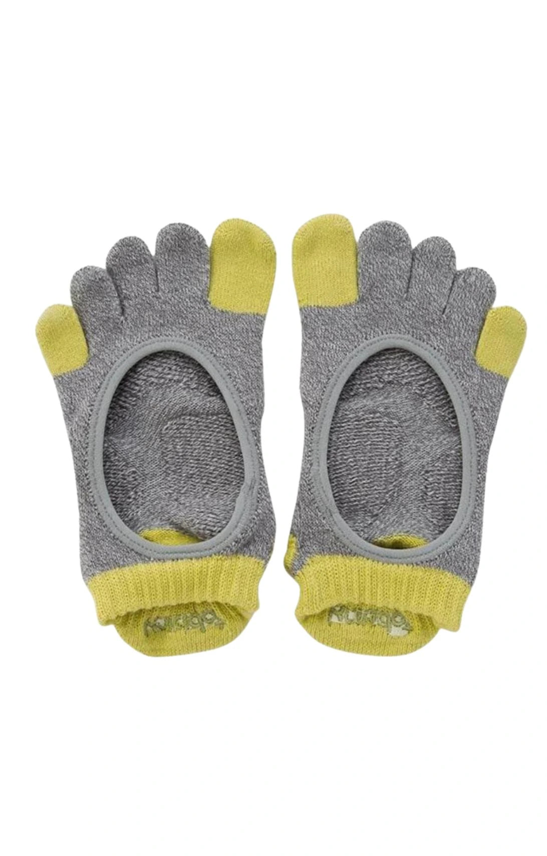 Brand name Knitido plus product name TWO COLORS FOOTIE GRIP TOE SOCKS WITH *POWER PADS* color Grey