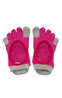 Brand name Knitido plus product name TWO COLORS FOOTIE GRIP TOE SOCKS WITH *POWER PADS* color Pink