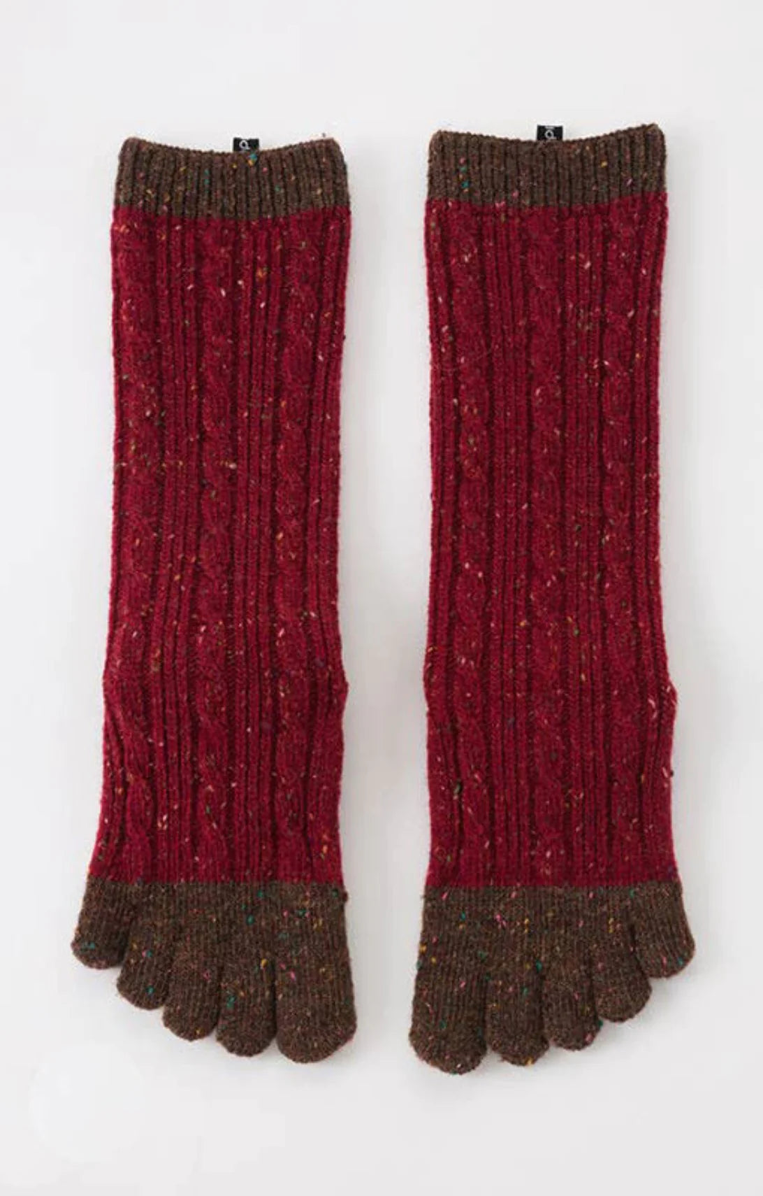 Knitido plus's Wool Blend Cable Confetti Midcalf Socks in Dark red