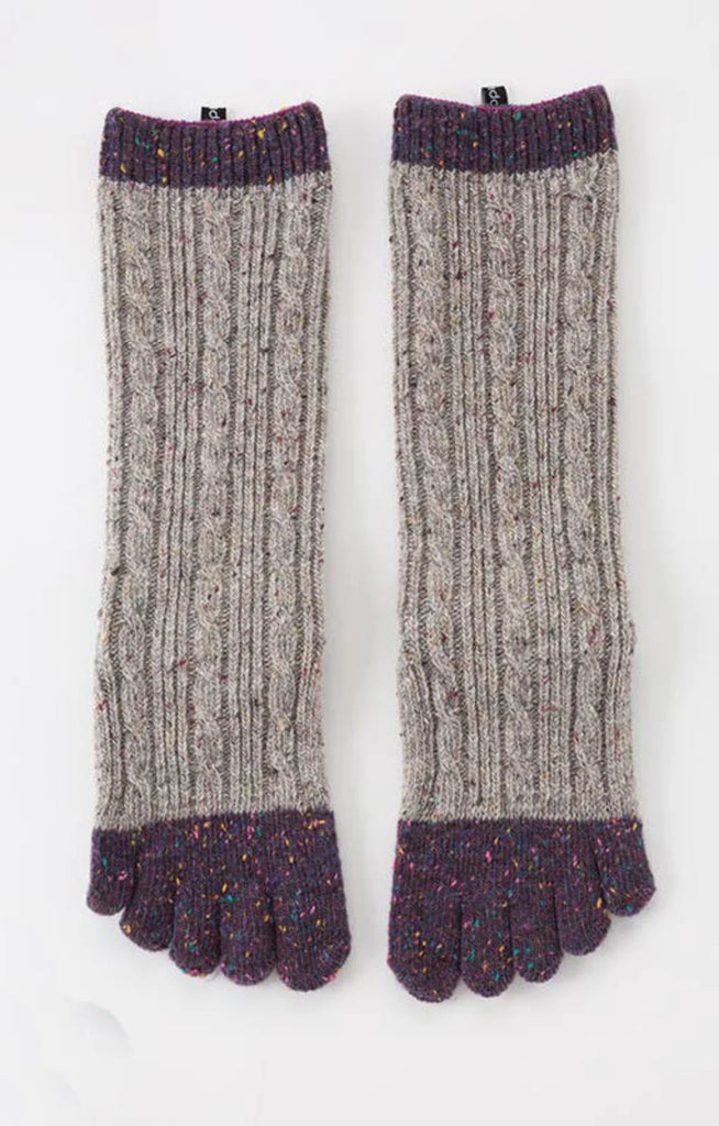 Knitido plus's Wool Blend Cable Confetti Midcalf Socks in Grey color