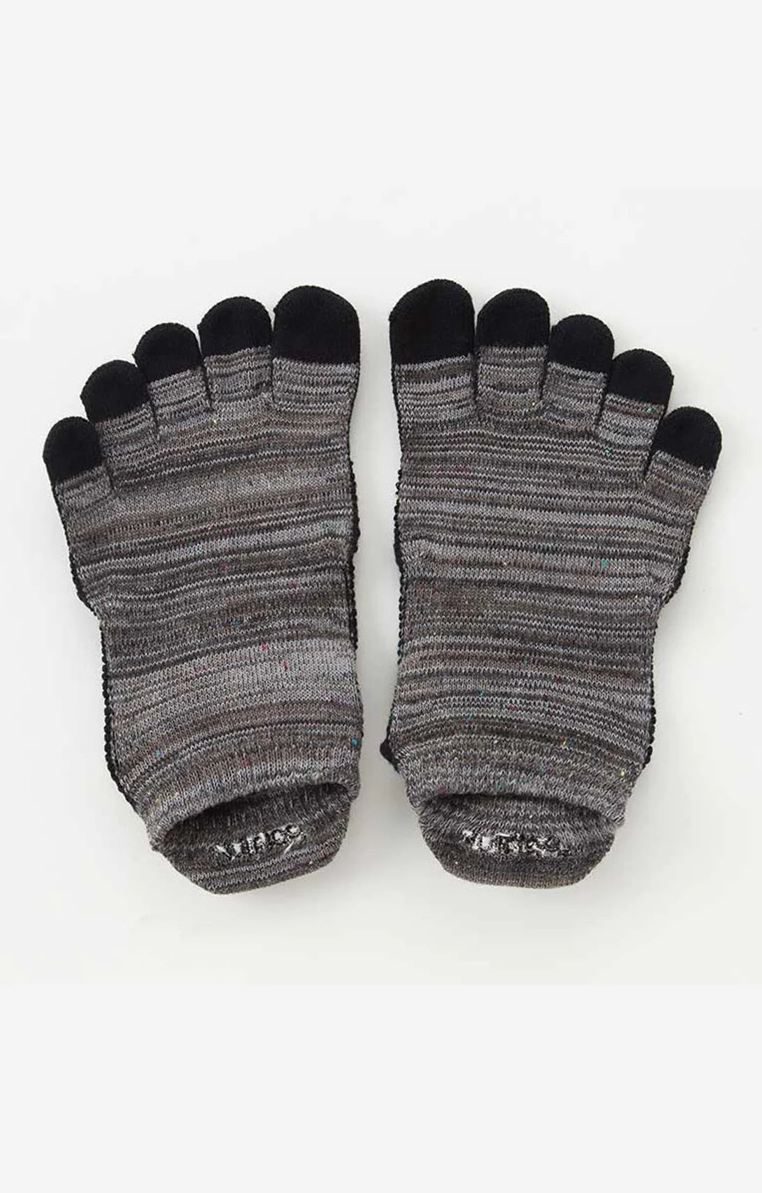 This is a picture of the brand name Knitido+ product name HEATHER FOOTIE TOE GRIP SOCKS WITH *POWER PADS* in DARK GREY color