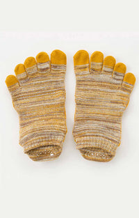 This is a picture of the brand name Knitido+ product name HEATHER FOOTIE TOE GRIP SOCKS WITH *POWER PADS* in MUSTARD color