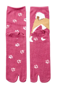 NINJA SOCKS Shiba Inu Tabi Socks Rose color, back