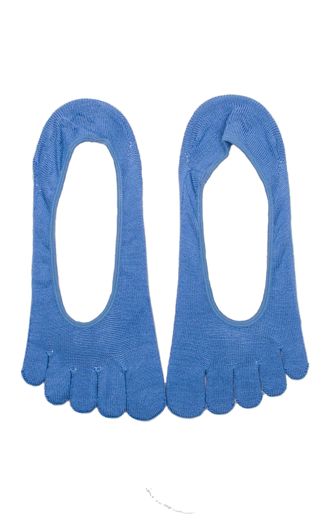 Silkdays Washable Silk Toe No Show Liner Socks in Blue