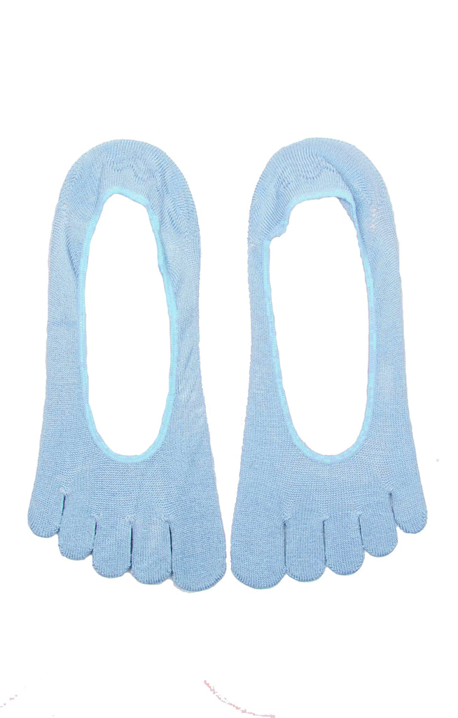 Silkdays Washable Silk Toe No Show Liner Socks in Light Blue
