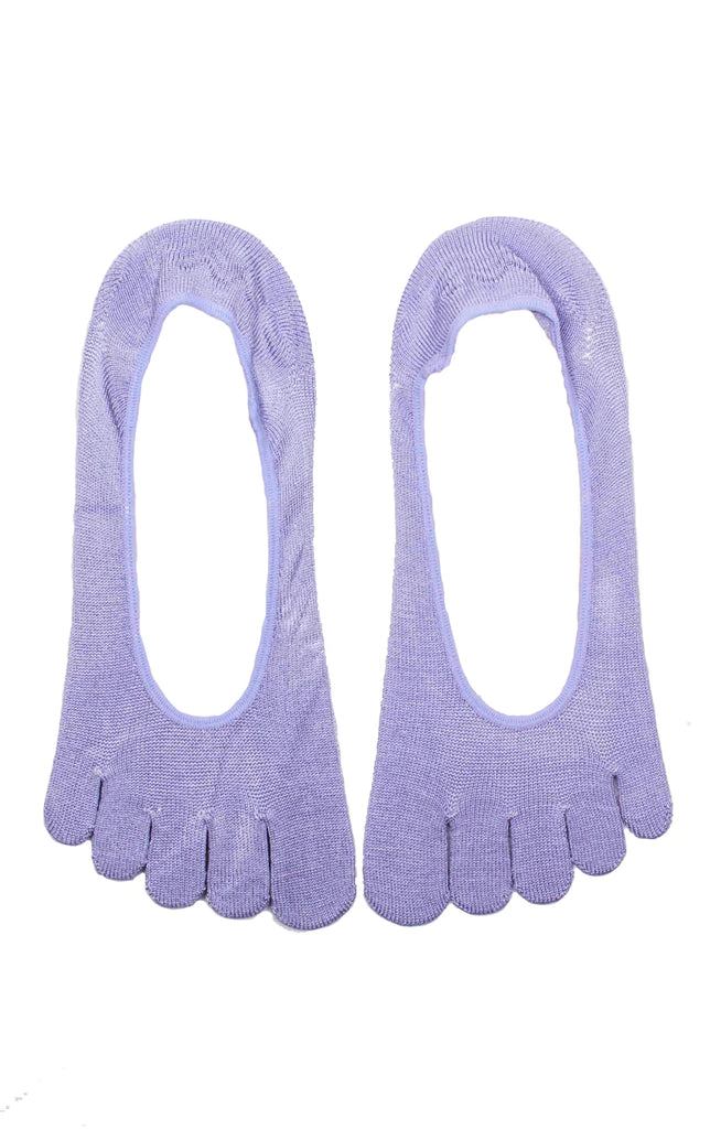 Silkdays Washable Silk Toe No Show Liner Socks in Purple