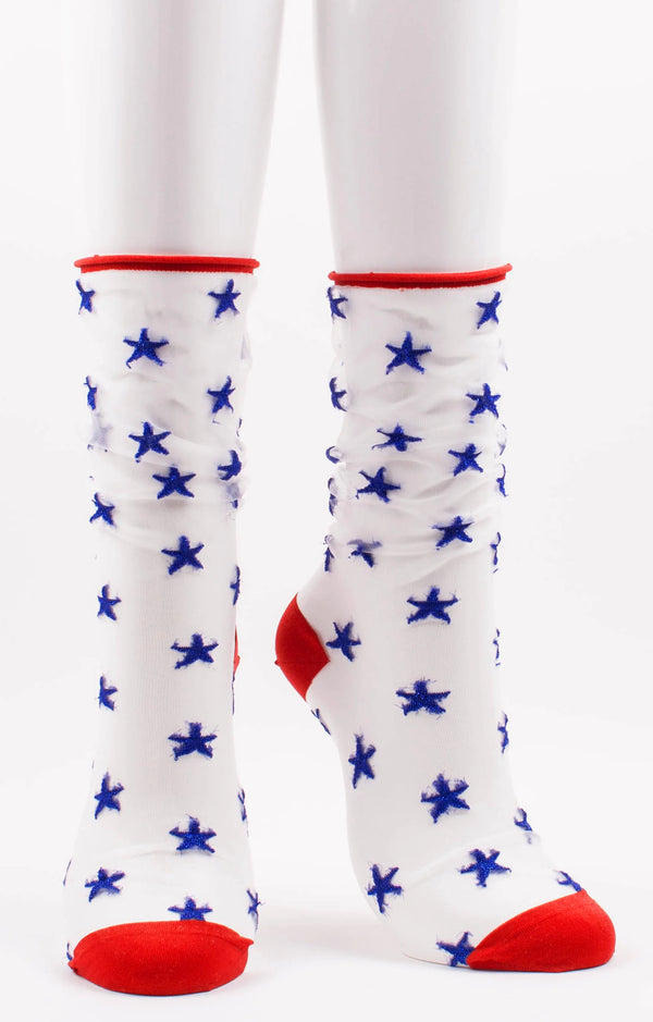 Here is a picture of Tabbisocks' product name AMERICAN STAR TULLE CLEAR SOCKS white