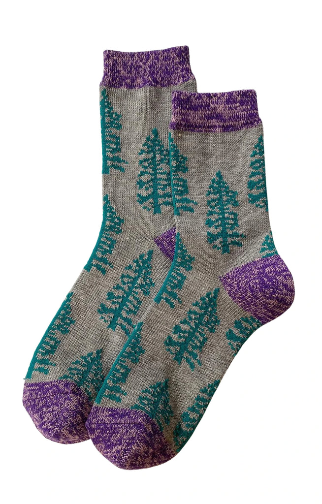 Grey color of a product called Replant Pairs Tree California Oregon Washington Organic Cotton Crew Socks by Tabbisocks