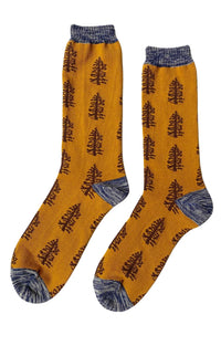 Mustard color of a product called Replant Pairs Tree California Oregon Washington Organic Cotton Crew Socks by Tabbisocks