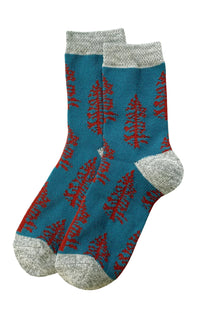 Teal color of a product called Replant Pairs Tree California Oregon Washington Organic Cotton Crew Socks by Tabbisocks