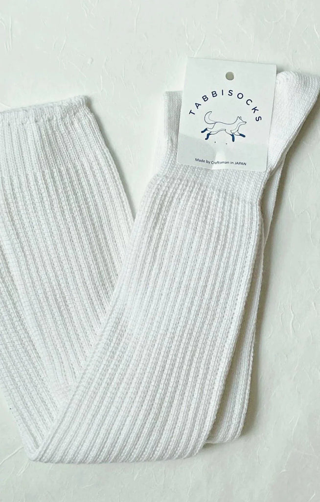 White front, flat photo of a Tabbisocks brand product called Scrunchy Over The Knee Lounge Wool Blend Socks